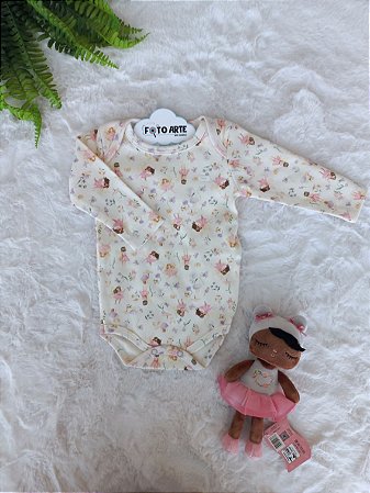Body Fem ML Estampa Fadas Rosa- Hug