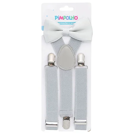 Kit Suspensório e Gravata Prata - Pimpolho