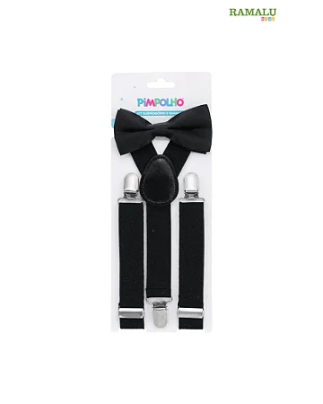 Kit Suspensório e Gravata Preto - Pimpolho