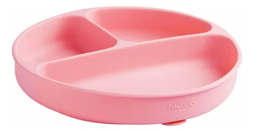 Prato de Silicone C/ Divisória e Ventosa Soft Rosa - Pimpolho