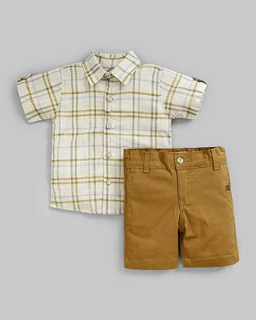 Conjunto Masc Camisa MC e Bermuda Sarja Caramelo 01 - Anjos Baby
