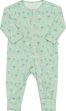 Macacão Fem c/ Ziper Verde c/ Flores - Nini e Bambini