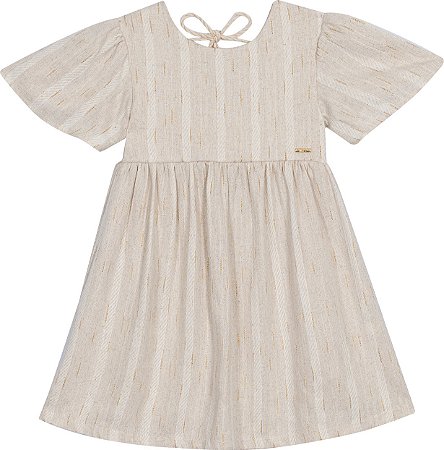 Vestido Infantil  Areia C/ Fio de Ouro - Nini e Bambini