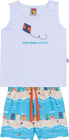 Conjunto Masc Regata Pipa e Short Estampado  - Jaca Lelé