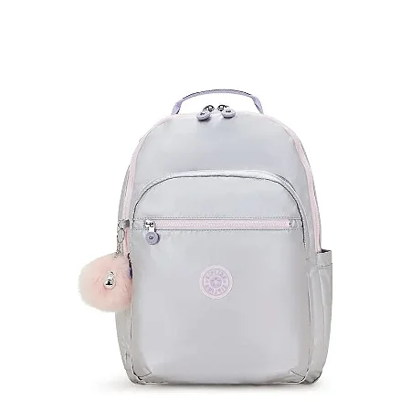 Mochila Seoul Prata Silver Glow Met - Kipling