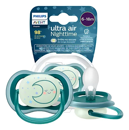 Chupeta Ultra Air Individual 6-18m Deco Noturna Verde - Avent