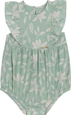 Body Fem C/ Babados Verde Folhagens M - Nini e Bambini