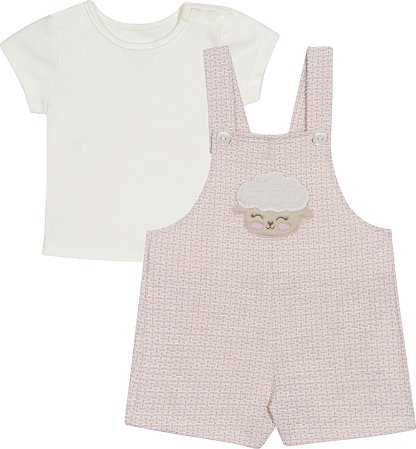 Conjunto Fem Blusa e Jardineira Ovelhinha Rosa M - Nini e Bambini