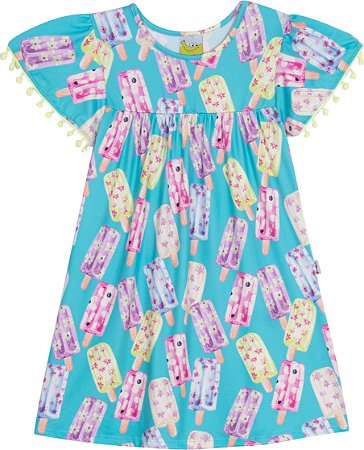 Vestido Malha Azul Picolés 02 - Jaca Lelé