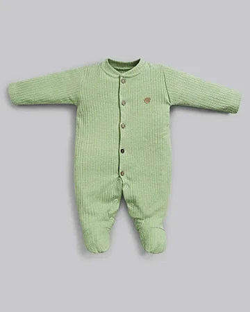 Macacão Unissex Canelado c/ Botões Verde - Anjos Baby