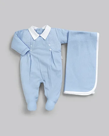 Saída Maternidade Masc c/ Gola e Bordado P - Anjos Baby