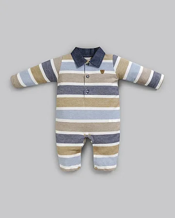 Macacão Masc c/ Gola Listrado RN - Anjos Baby