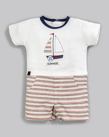 Macacão Curto Masc Veleiro M - Anjos Baby