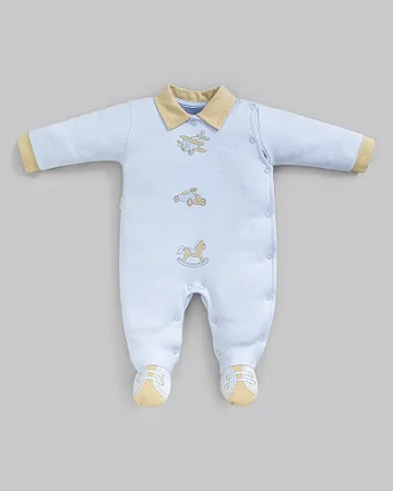 Macacão Masc Longo Suedine Azul P - Anjos Baby