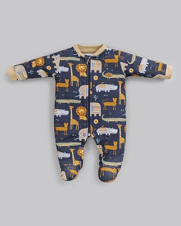 Macacão Masc Longo Savana Azul Escuro P - Anjos Baby