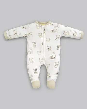 Macacão Masc Off White Pug Dog RN - Anjos Baby