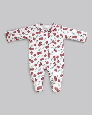 Macacão Fem Longo Babados Cerejas P - Anjos Baby