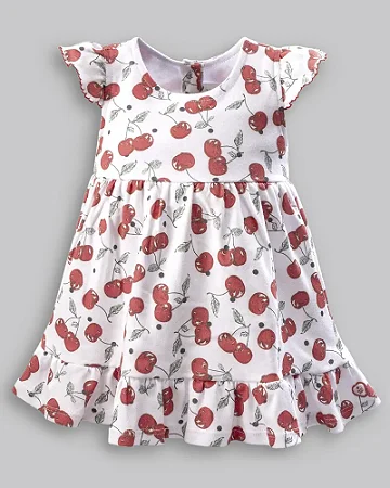 Vestido Fem Manga C/ Babados Cerejas RN - Anjos Baby
