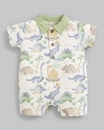 Macacão Curto Masc Suedine Dinossauros P - Anjos Baby