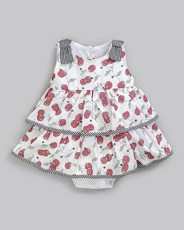 Macacão Curto Fem Maquinetado Cerejas M - Anjos Baby