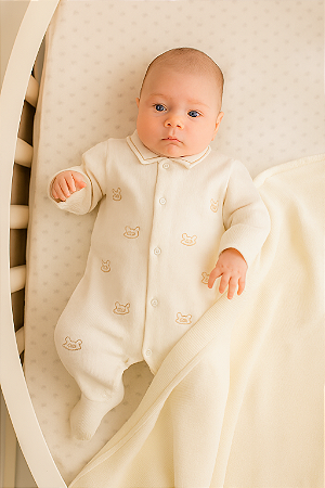 Saida Maternidade Masc em Malha Tricot Cavalinhos RN - Anjos Baby