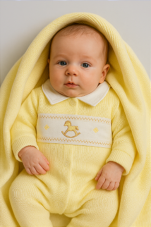 Saída Maternidade Masc Amarelo P - Anjos Baby