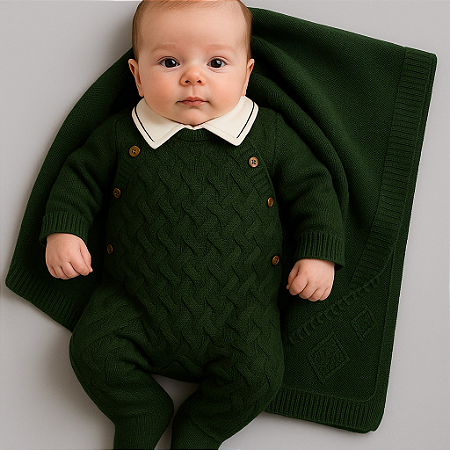 Saída Maternidade Masc Tranças Irregulares Verde Escuro - Noruega