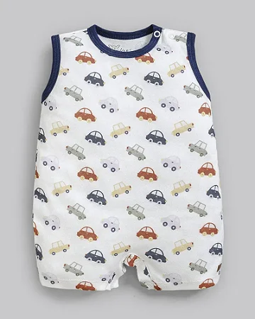 Macaquinho Masc Suedine Carrinhos Branco P - Anjos Baby