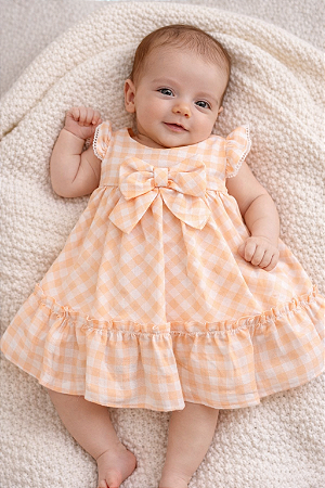 Vestido Maquinetado Laranja P - Anjos Baby