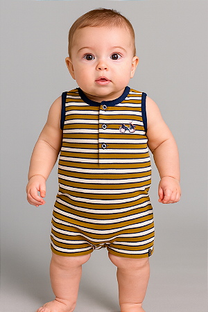 Macaquinho Masc Listras Scooter P - Anjos Baby