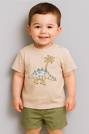 Conjunto Masc Camiseta Dinossauro e Bermuda Verde  - Anjos Baby