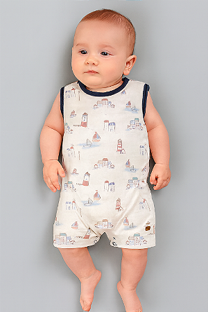 Macaquinho Masc Suedine Farol Off White P - Anjos Baby