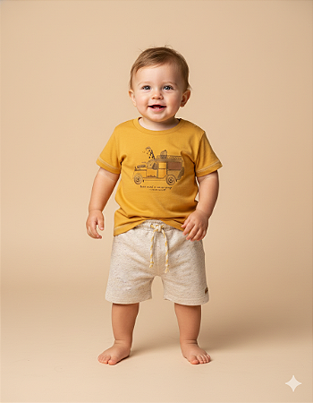 Conjunto Masc Camiseta Safari e Bermuda Moletom Linho 01 - Nini e Bambini