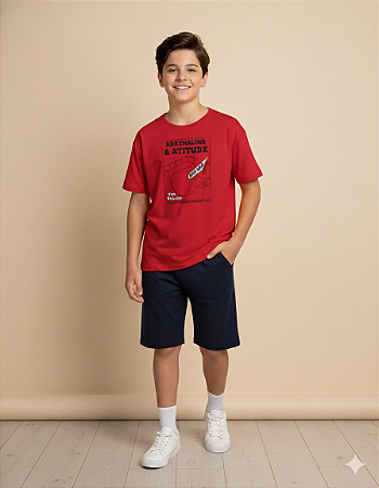 Conjunto Masc Camiseta Adrenalina e Bermuda Azul Escuro 12 - Jaca Lelé