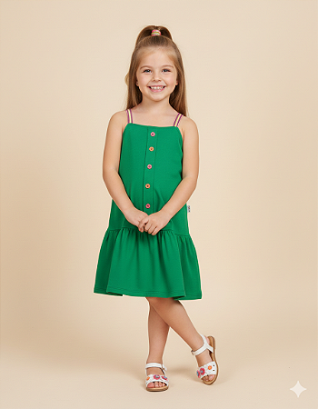 Vestido Malha Verde e Alcinha C/ Brilho - Jaca Lelé