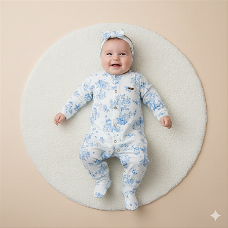 Macacão Fem C/ Faixa Jardim Bluewood Creme - Grow Up