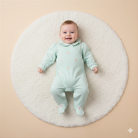 Macacão Fem Family Time Verde c/ Florzinha - Grow Up