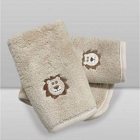 Kit Paninho de Boca Laço Bebê Babitas Bordado Leão Bege - Laço Bebê
