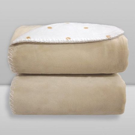 Manta Laço Bebê Dupla Face Poá Bege - Laço Bebê