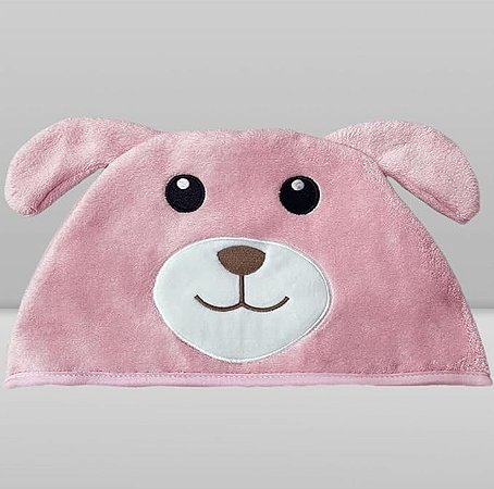 Toalha de Banho c/ Capuz Power Sec Cão Rosa - Laço Bebê