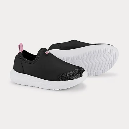 Tênis Infantil Flash Preto com Rosa Doce - Bibi