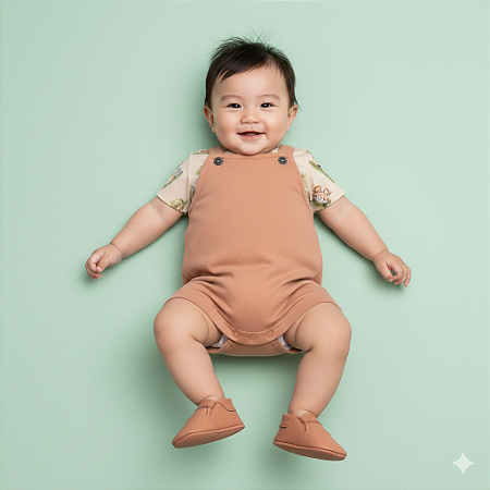 Banho de Sol Jardineira Marrom - Bibe