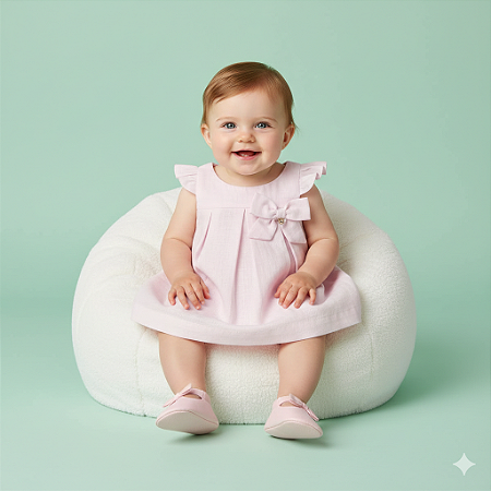 Conjunto Fem Bata C/ Laço e Short Fofoca Babados Rosa - Bibe