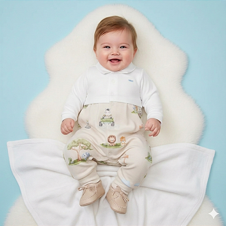 Saída Maternidade Masc Safari Off White - Bibe