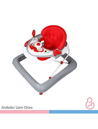 Andador Infantil Para Bebê Regulável Liam Cinza - Galzerano