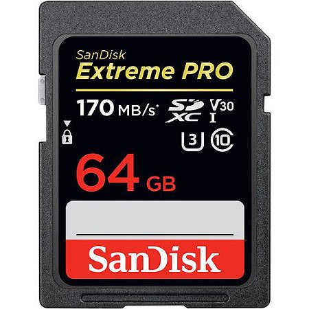 Cartão de Memória SDXC Sandisk 64GB Extreme Pro 170mb/s UHS-I C10