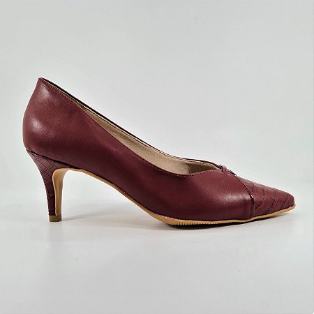 Sapato Scarpin Feminino Numeração Especial Marsala Salto Médio 23637