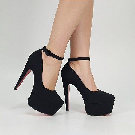 Scarpin Salto Alto Meia Pata Preto Numeração Especial Scarlett 10510