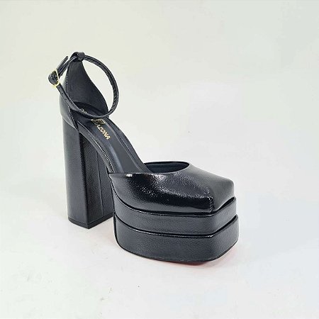 Sandália Natasha Salto Alto Meia Pata Alta Dom Amazona Preta