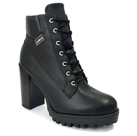 Bota Moleca Coturno Feminino Cano Curto 5325.119 Preto - Kalceaki Calçados  | Calçados Numeração Grande do 33 ao 45